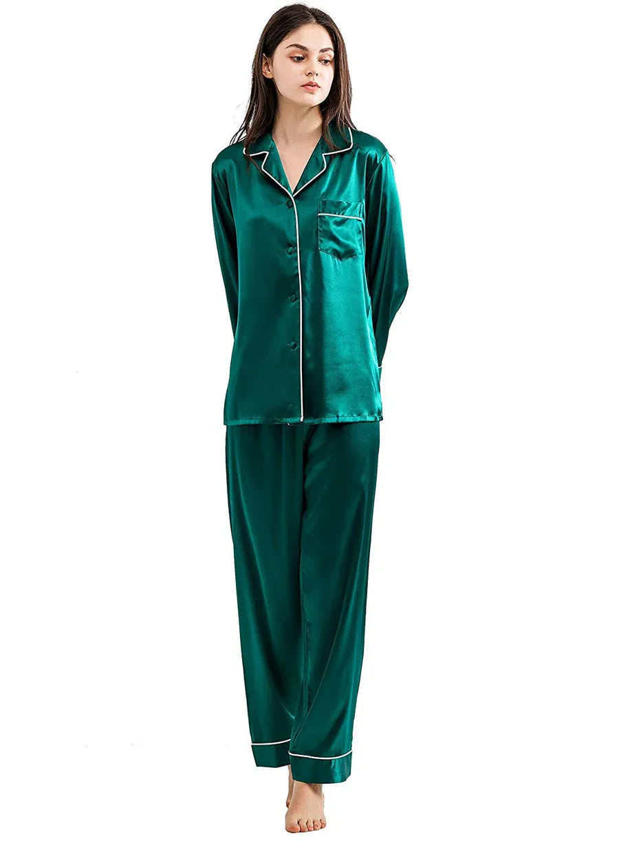 Florea- Silk PJ Set - Green image 0