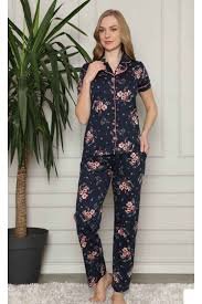 Cotton Floral Print Short Sleeve Shirt and Pajama Set image 0