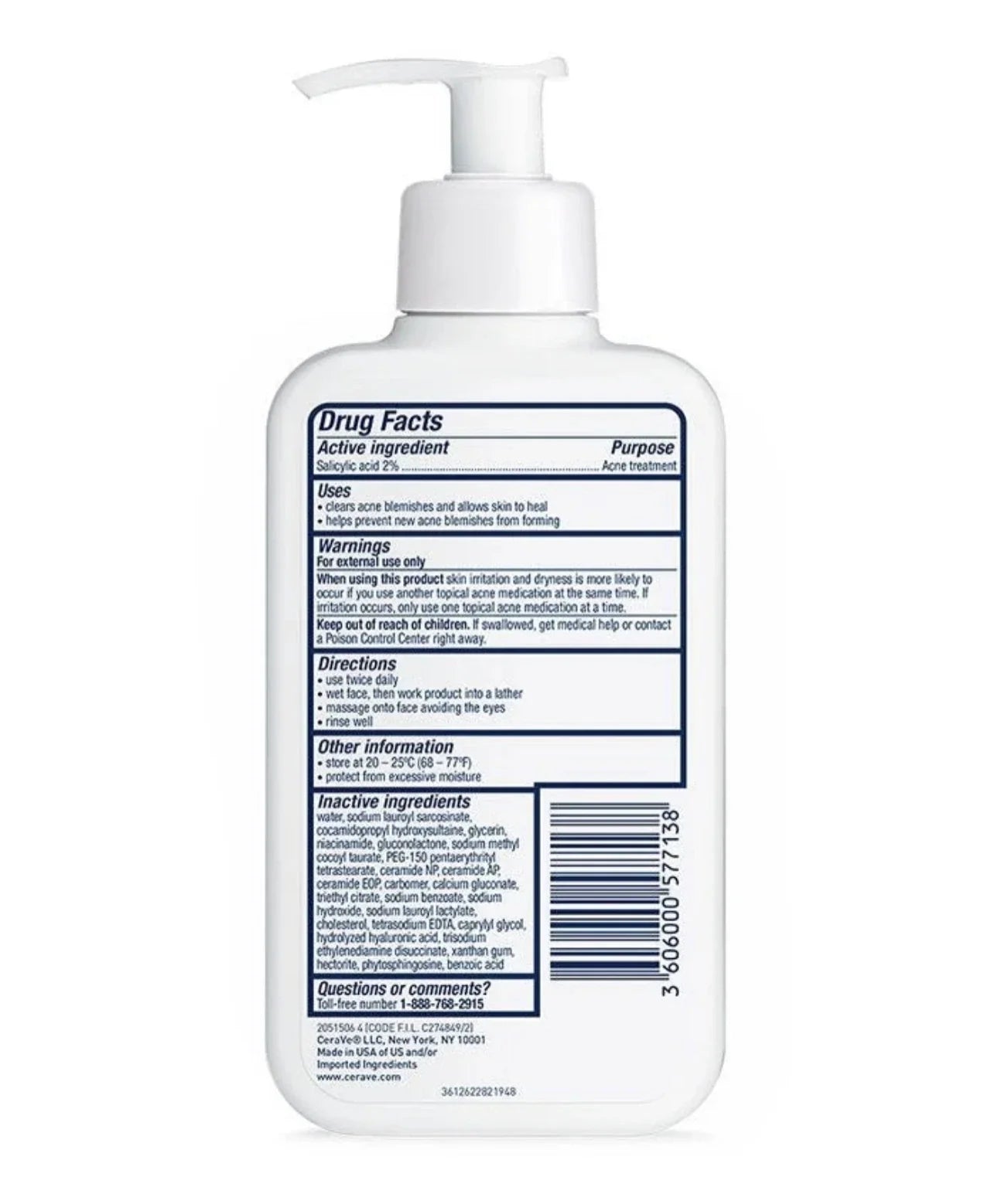 CERAVE ACNE CONTROL CLEANSER 2% SALICYLIC ACID ACNE TREATMENT 237ML image 1