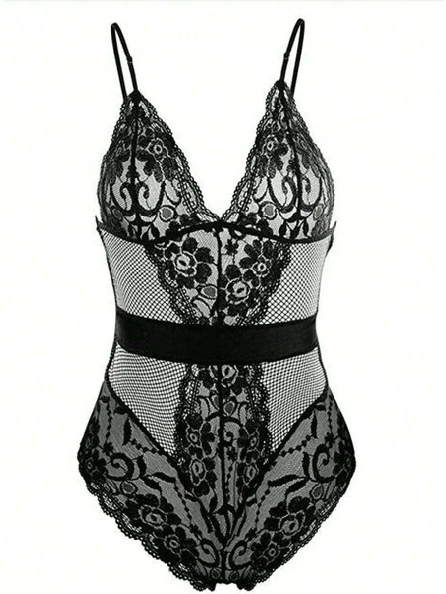 Lace Bodysuit Sexy Lingerie Naughty Pajamas V Neck image 1
