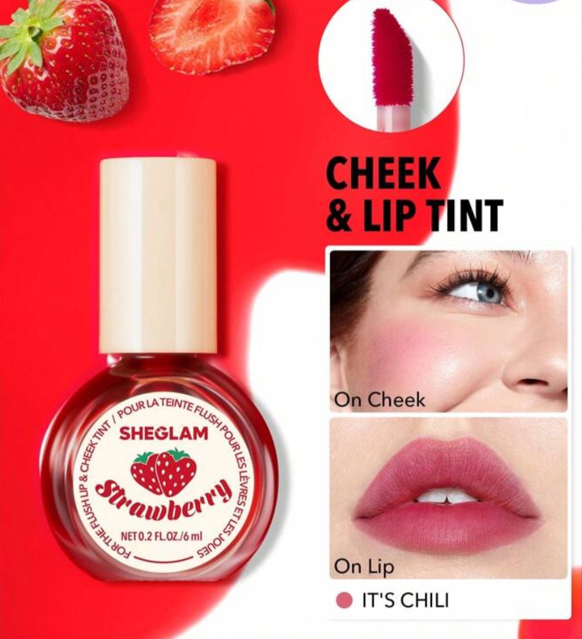 Sheglam Lip &amp; Cheek Tint-( Strawberry )(It's Chili ) image 1