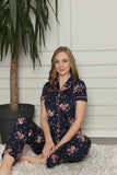 Cotton Floral Print Short Sleeve Shirt and Pajama Set image 1