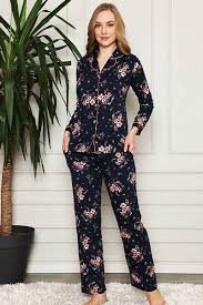 Cotton Floral Print Short Sleeve Shirt and Pajama Set image 2