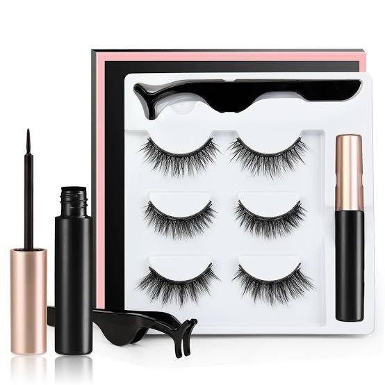 3 Pairs Magnetic Eyelash With Magnetic Liquid Eyeliner &amp; Tweezer Eyelash image 0