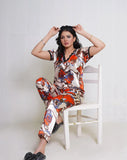 Luxury Silk Printed Pajama Set – Chic & Comfortable Nightwear image 1