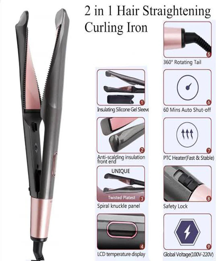 Unique Twisted Plate 2 in 1 Hair Curling image 0