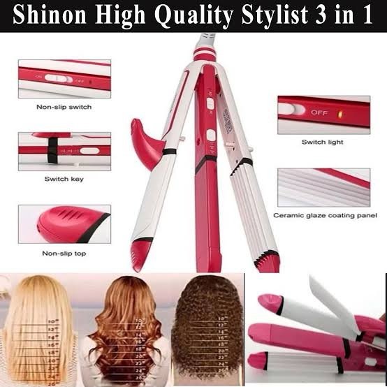 Hair Straightener and Curler, 3-in-1 Ceramic Hair Curling Iron &amp; Hair Straighteners &amp; Crimper Hair Styler Tools Flat Iron with Worldwide Dual Voltage 100~240V image 0