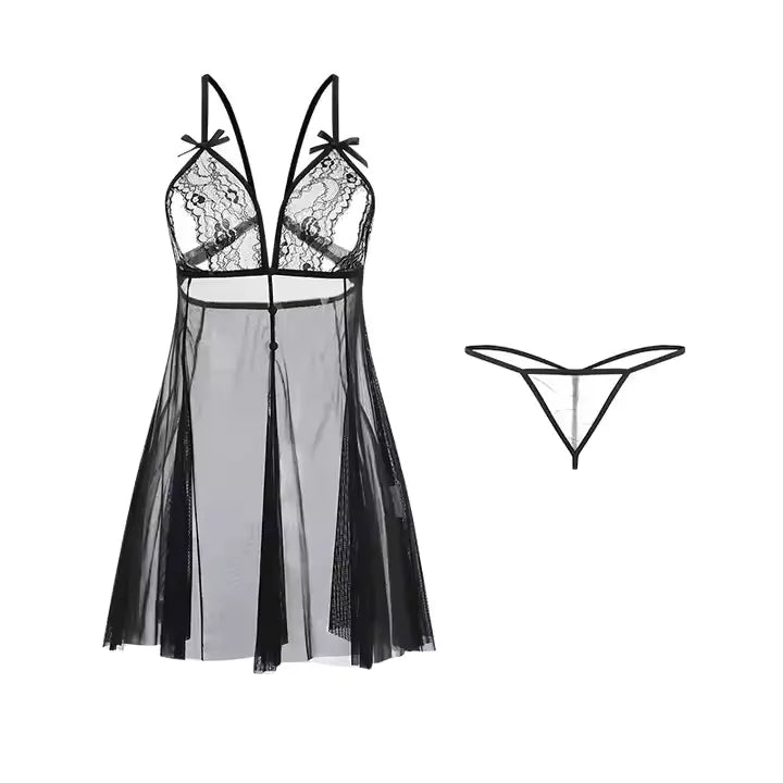 Deep V Temptation Slip Nightdress Sexy Underwear Sexy Pajamas image 1