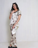 Elegant Satin Chain-Print Pajama Set – Luxurious Sleepwear image 1