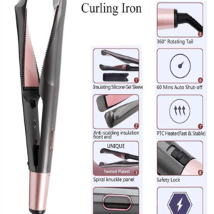 Unique Twisted Plate 2 in 1 Hair Curling and Straightening Wet and Dry Flat Iron Buid-in PTC Heater Ceramics Hair Styling Tools