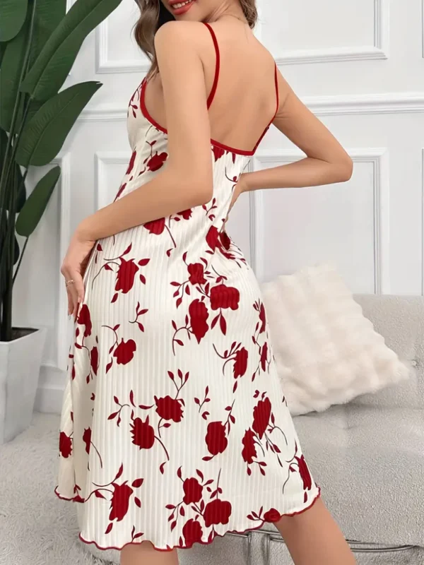 Elegant Plus Size Women's Floral Print Slip Nightgown - Comfy Polyester & Elastane Blend