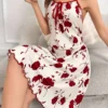 Elegant Plus Size Women's Floral Print Slip Nightgown - Comfy Polyester & Elastane Blend